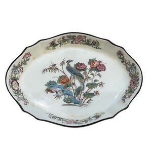 Vintage Wedgwood Kutani Crane Bone China Small Jewelry Trinket Dish White 5”x4”